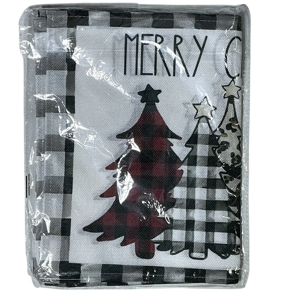 Christmas Placemats Trees Buffalo Plaid Placemats Black White 12 x 18 4 PC Set